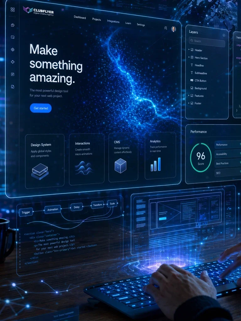 Diseño web asistido por IA con curaduría humana premium en Clubflyer Agencia Creativa